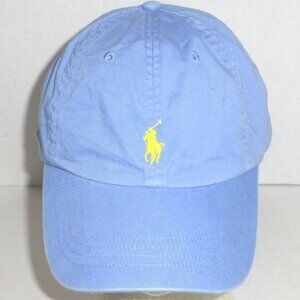 Polo Ralph Lauren Yellow Pony Strapback Adjustable Hat Blue PLEASE READ